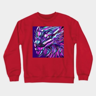 purple dragon in neon lights ecopop art Crewneck Sweatshirt